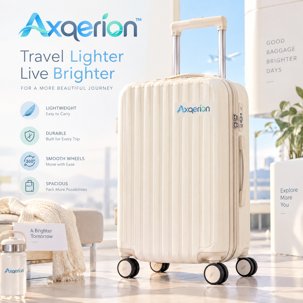 Axqerion™ Classic Ribbed Hardside Carry-On Suitcase – Warm Ivory — main view