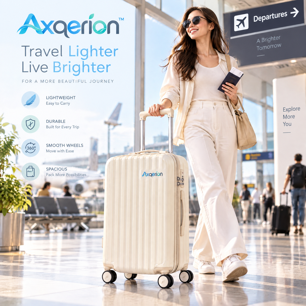 Axqerion™ Classic Ribbed Hardside Carry-On Suitcase – Warm Ivory — lifestyle