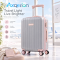 Axqerion™ Blush Accent Hardside Suitcase – Gray & Rose Pink — main view
