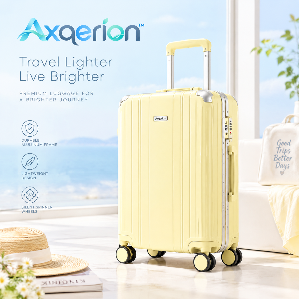 Axqerion™ Yellow Hardside Suitcase with Aluminum-Style Frame — main view