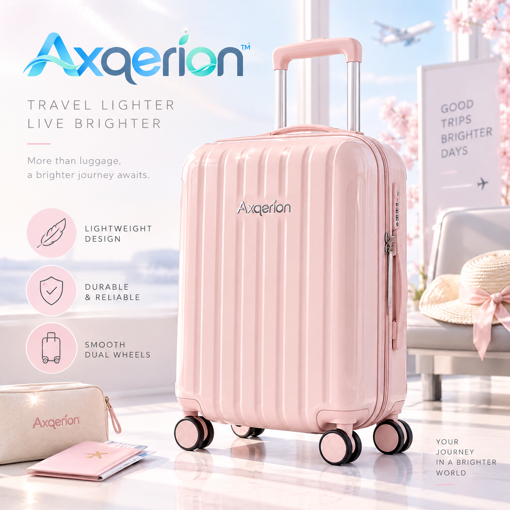 Axqerion™ Glossy Blush Pink Hardside Spinner Suitcase — main view