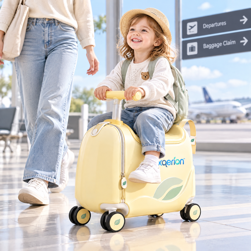 Axqerion™ Kids’ Ride-On Suitcase – Sunny Yellow — lifestyle