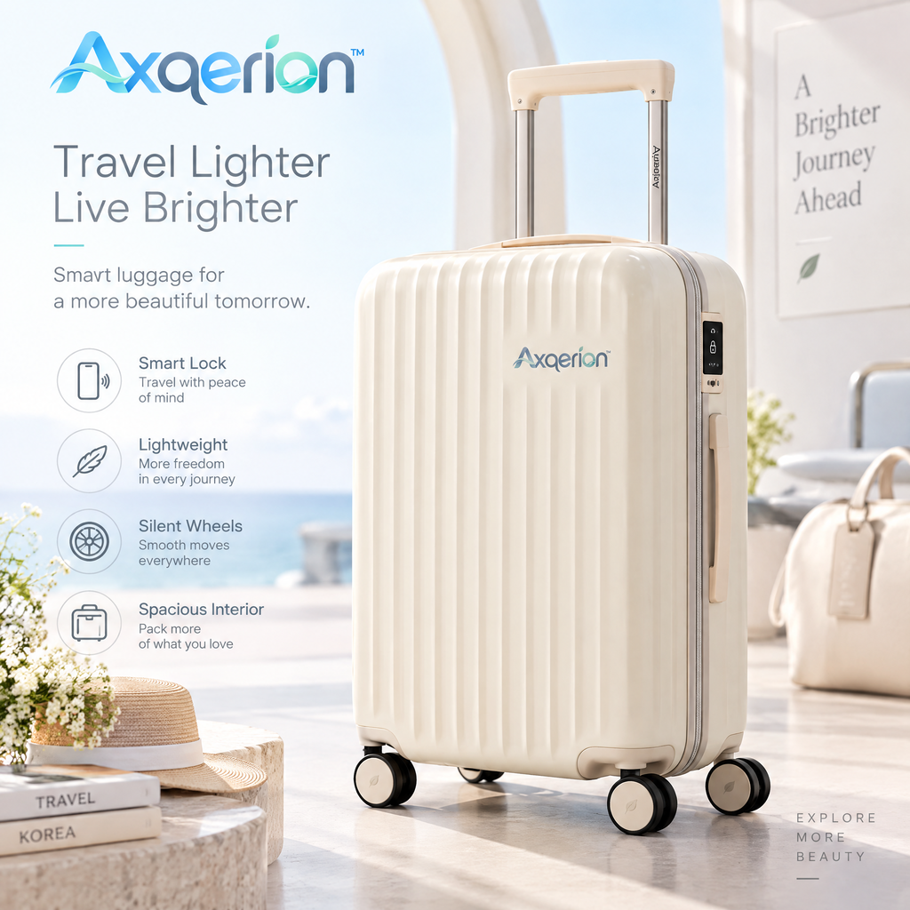 Axqerion™ Smart-Look Hardside Suitcase – Cream — main view