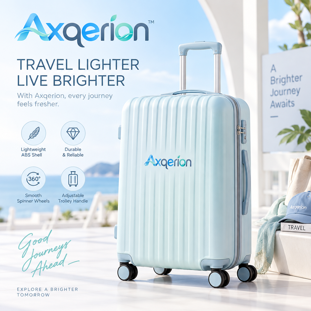 Axqerion™ Ice Blue Ribbed Hardside Spinner Suitcase — main view